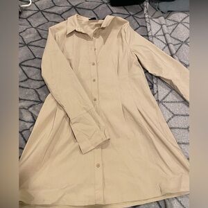 ASOS Fitted Button Down Womens Khaki Dress Size 14 US